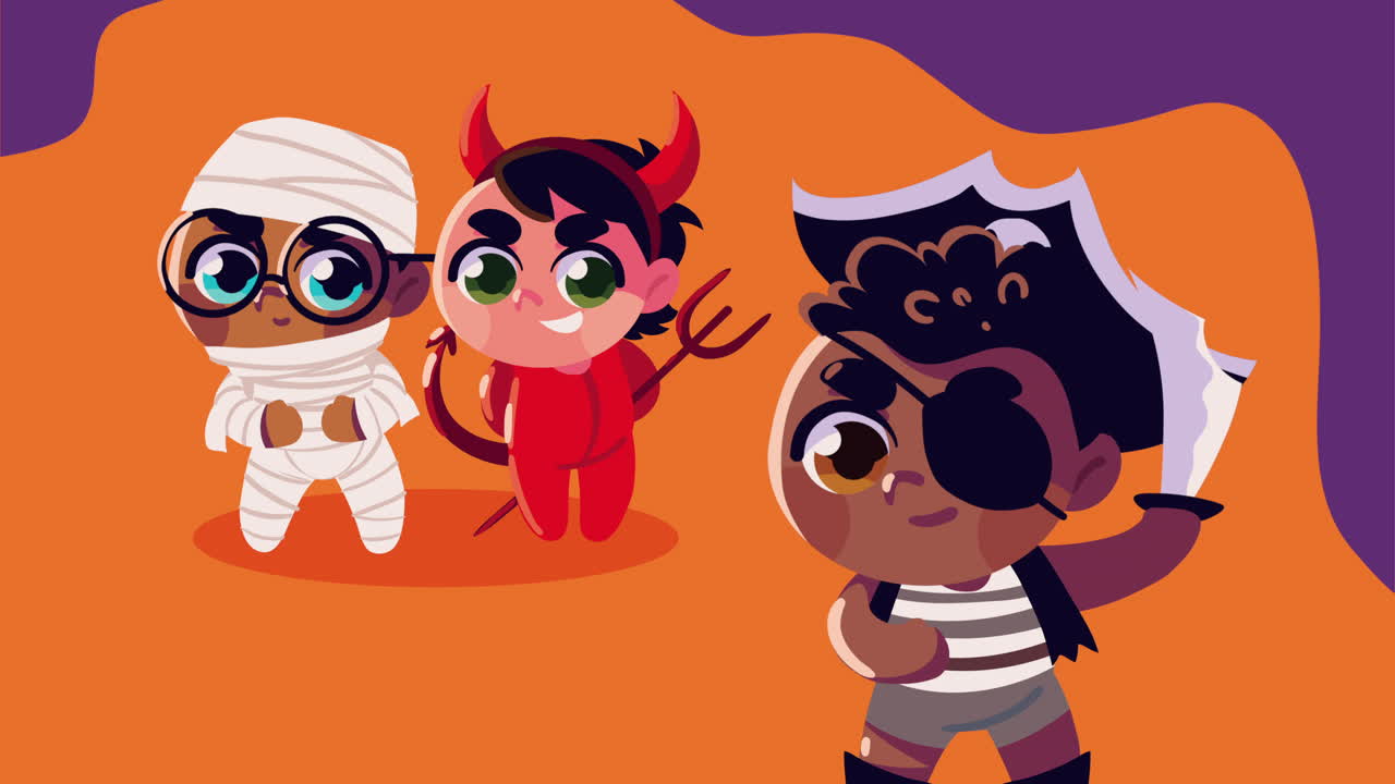 feliz halloween con niños disfrazados