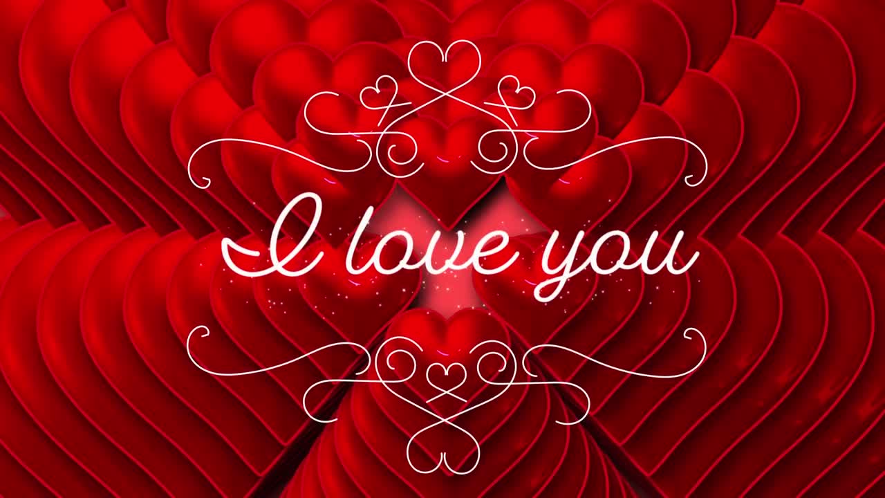 나는 당신을 사랑합니다. 분홍색 배경에 심장이 있는 문자