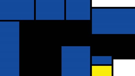 Effekt-Im-Mondrian-Stil-In-Blau,-Weiß-Und-Gelb