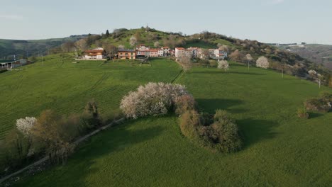 idyllic view of architectures in green hills near bassano del grappa in northern italy