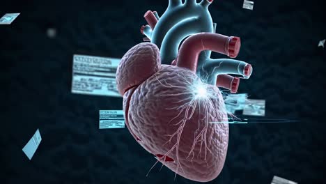 damaged heart with electric shock and diagnostic information