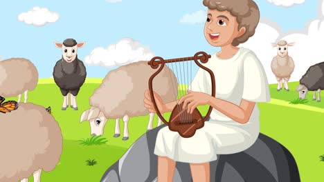 animated sequence of a lyre performance for sheep