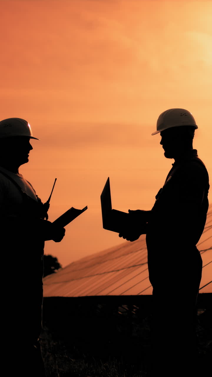 Engineers at solar panel site