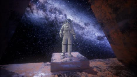 astronauta en una base espacial en el espacio profundo