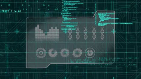 Digitale-Schnittstelle-Mit-Datenverarbeitung-Vor-Mikroprozessoranschlüssen-Auf-Schwarzem-Hintergrund