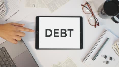 debt displaying on a tablet screen