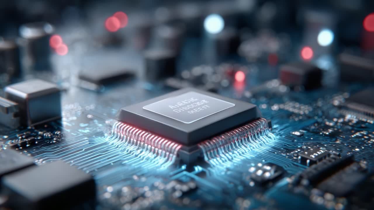 Close-up of a Modern Microprocessor on a Circuit Board, Highlighting the Intricate Details and Technology that Powers Modern Computing Systems