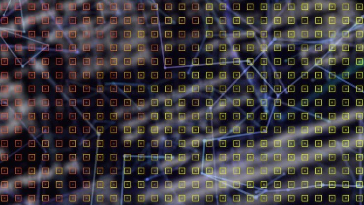 Animation of network of connections with digital icons over pattern