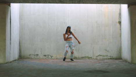 hip hop, dance or city woman on wall background