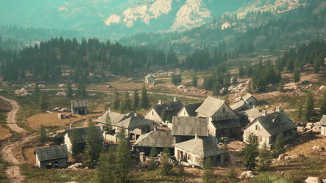 view on old italian village in the apennines mountains