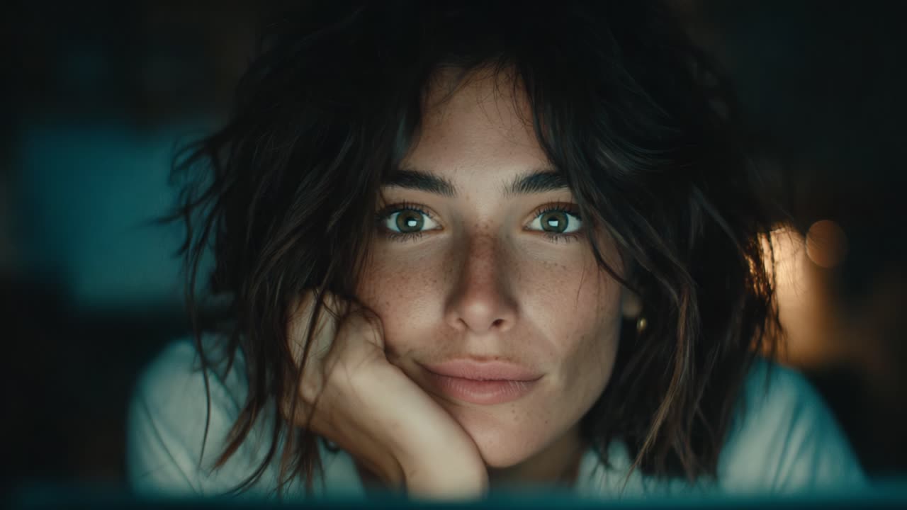 Engaging Portrait of a Thoughtful Woman Lost in Contemplation, Capturing the Depth of Emotion Through Expressive Eyes and Subtle Facial Features