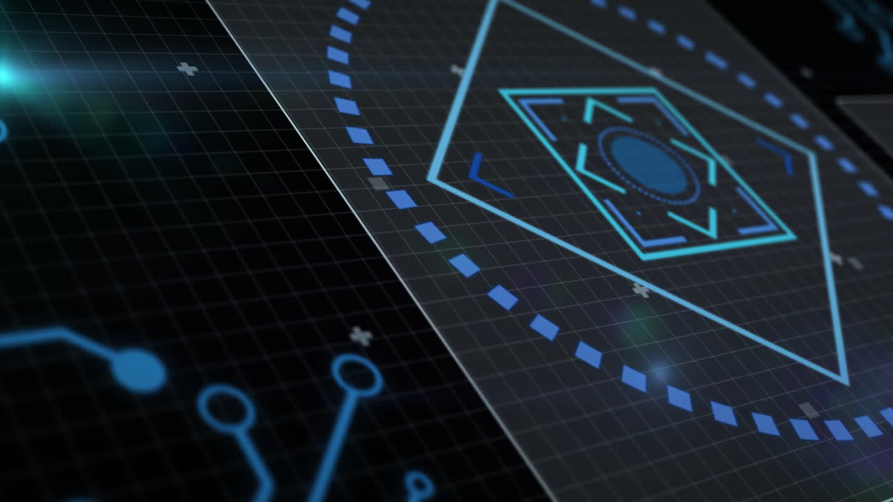 animación de la placa de circuitos y procesamiento de datos sobre un fondo oscuro