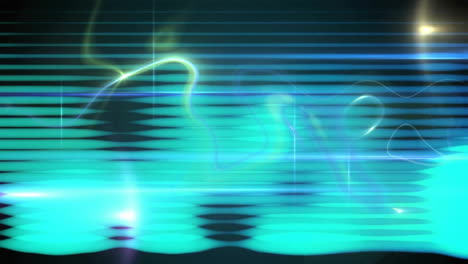 animation of blue lines over neon shapes moving