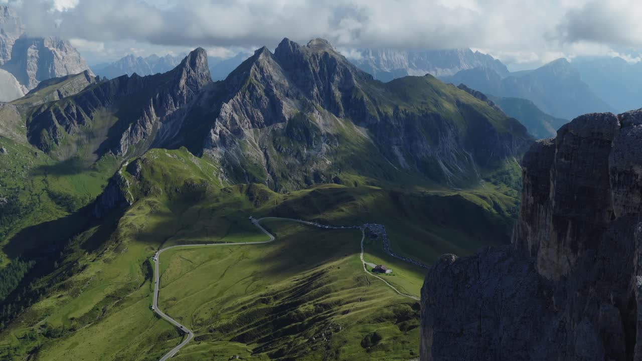 Scenic view of Passo Giau mountains, near Cortina, winter sport vibe