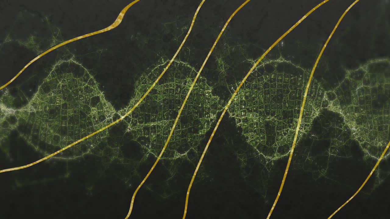 Green network pattern with yellow lines forming abstract animation design