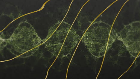 green network pattern with yellow lines forming abstract animation design