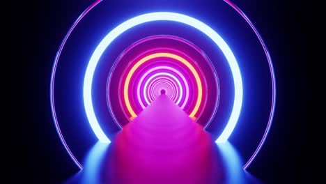 vj loop background of the multicolored neon rings