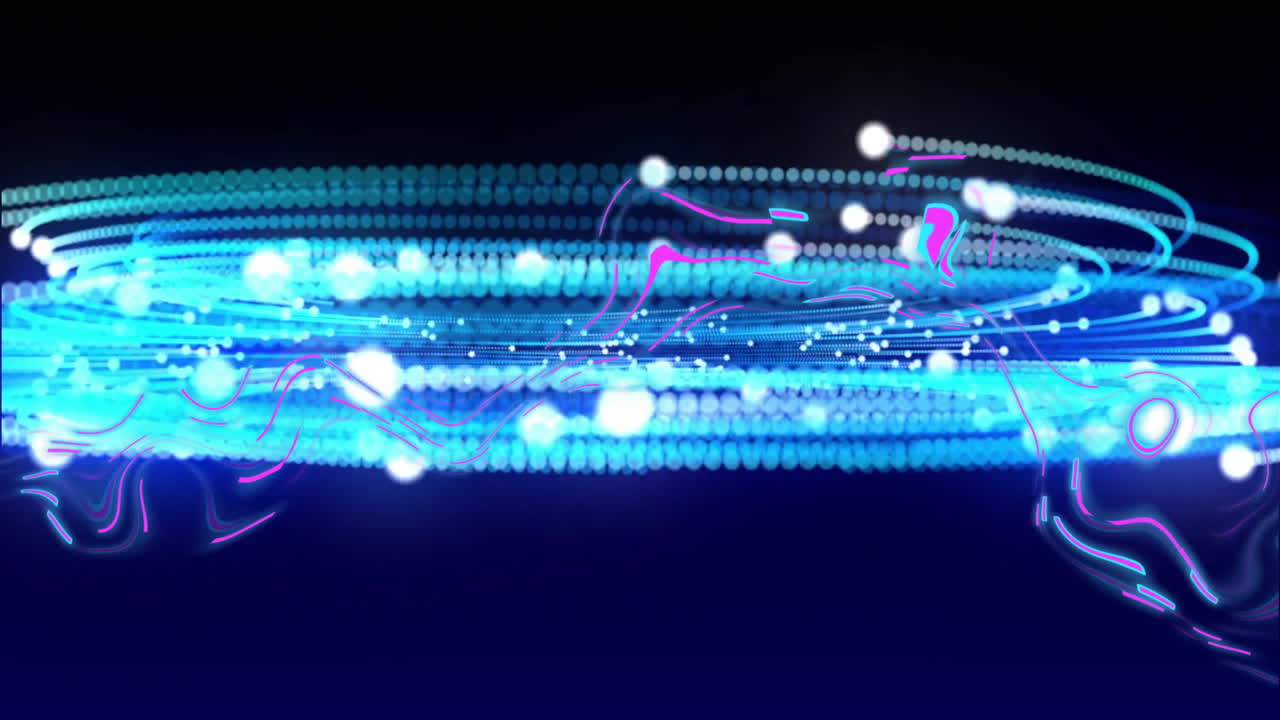 검은색 배경에서 움직이는 파란색 모양의 애니메이션