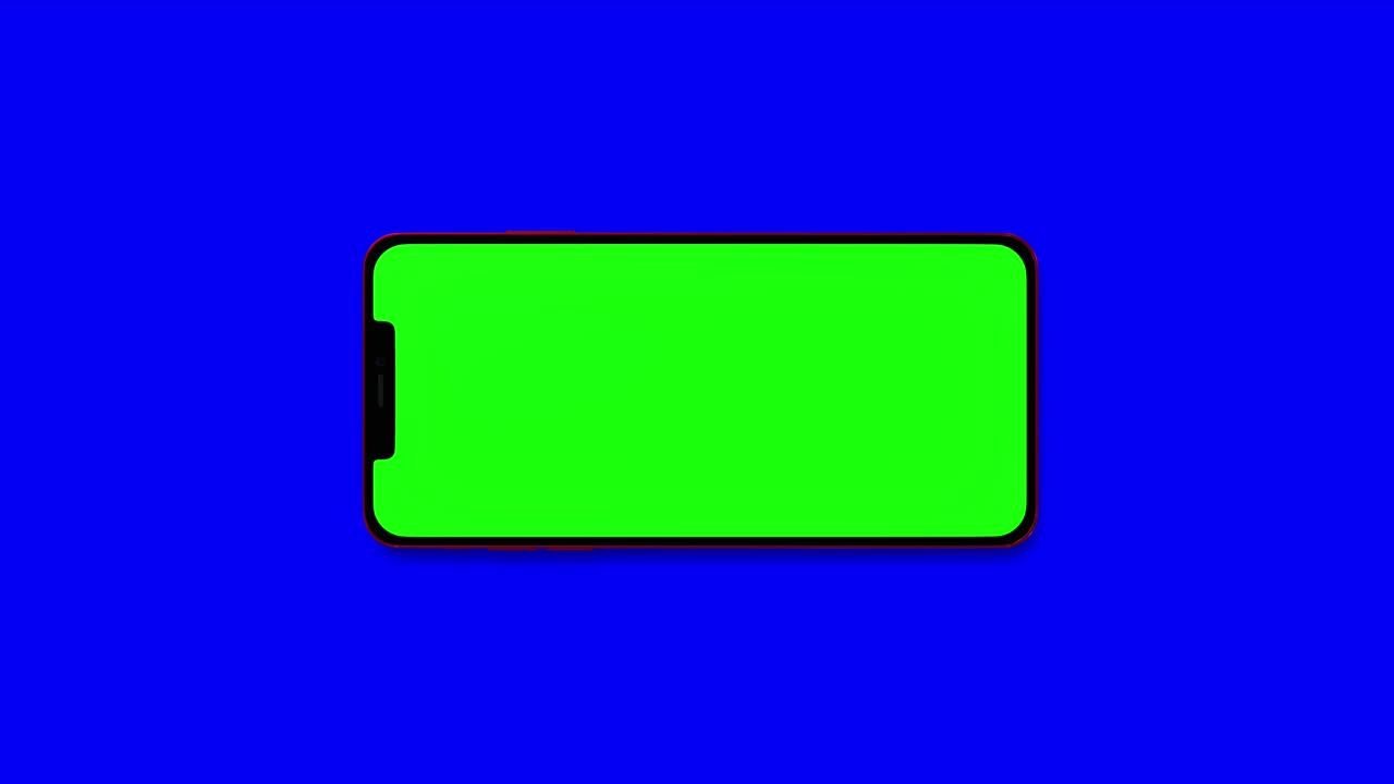 Green screen smartphone on blue background, perfect for video overlays