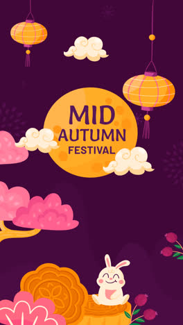 an animation of a flat background for mid-autumn festival celebration