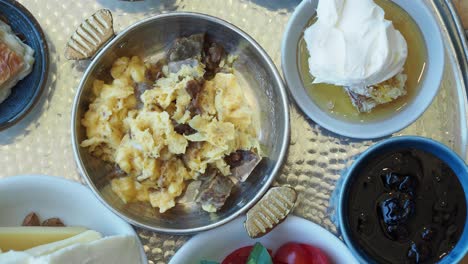 turkish breakfast spread on a tray