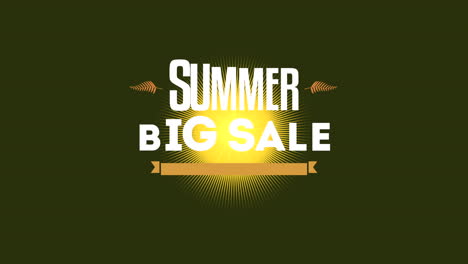 Summer-Big-Sale-with-yellow-sun-rays-on-green-grunge-texture