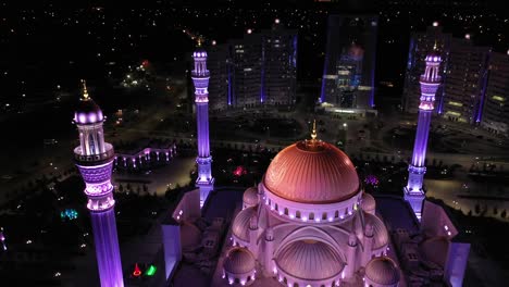 mosque pride of muslims named after the prophet muhammad in the city of shali. the largest mosque in europe. aerial view