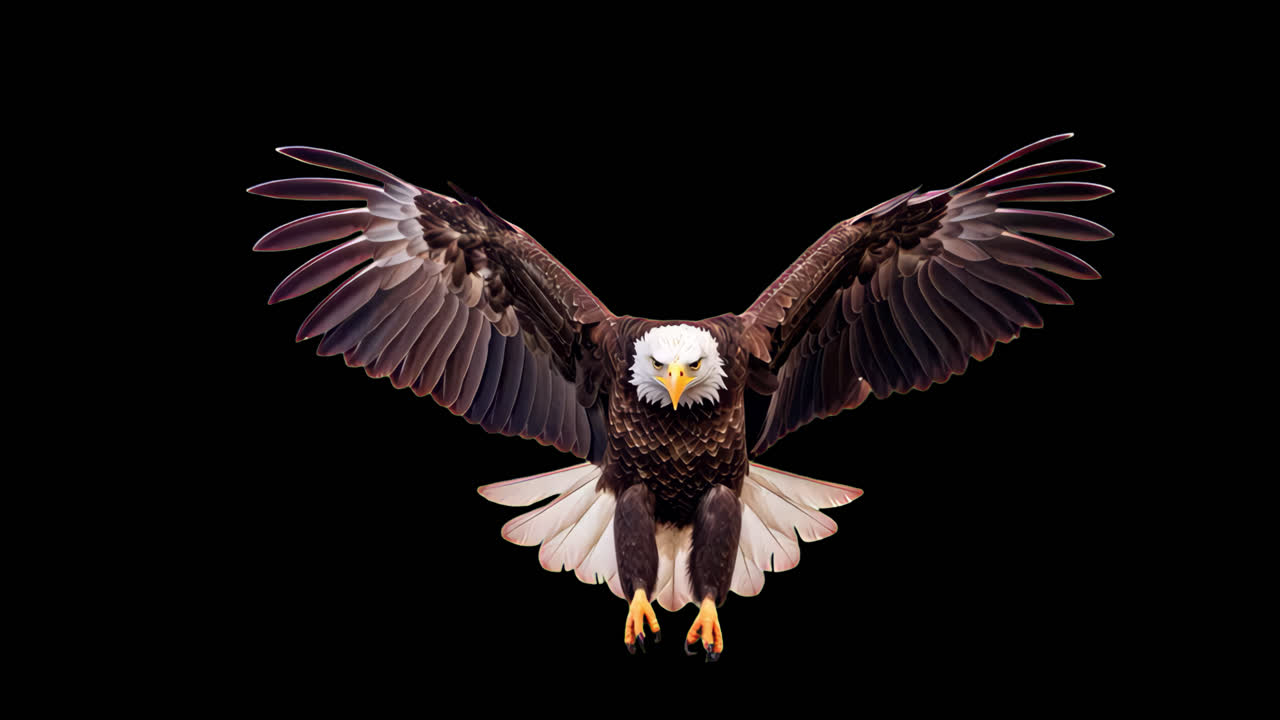 Majestic bald eagle in flight animation isolated asset, transparent 4K video, alpha channel, ProRes
