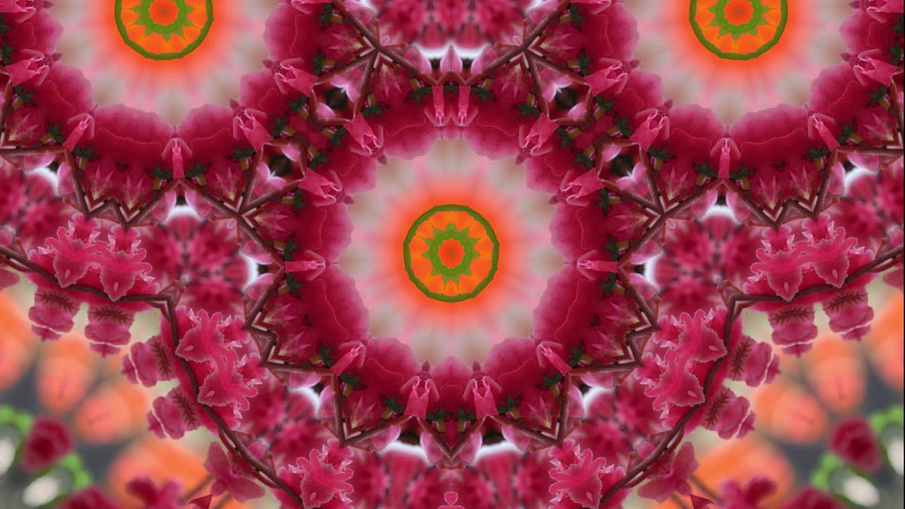 flor artificial roja vista caleidoscópica