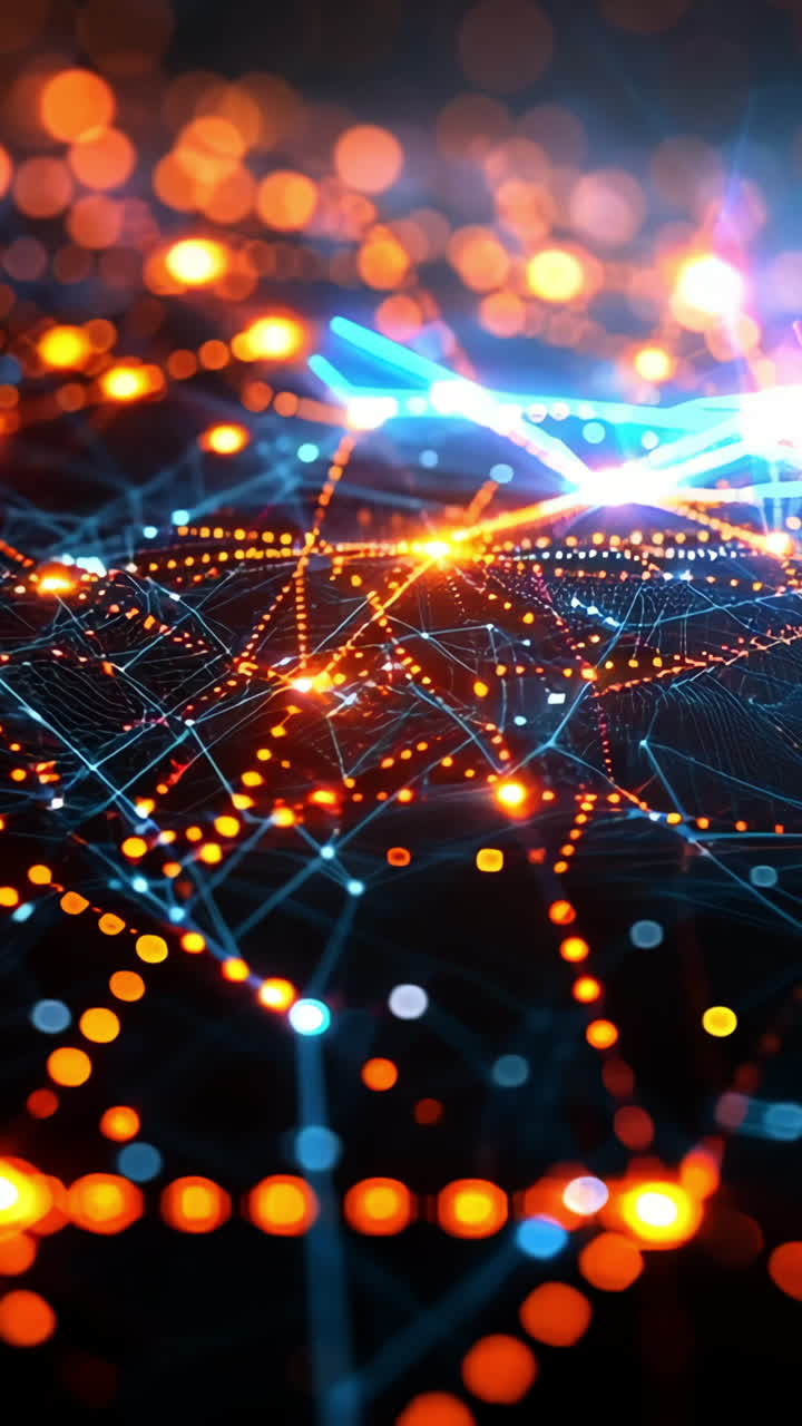 A computer generated image of a starry night sky with a glowing orange and blue background. The stars are scattered throughout the sky, creating a sense of depth and movement. Scene is one of wonder