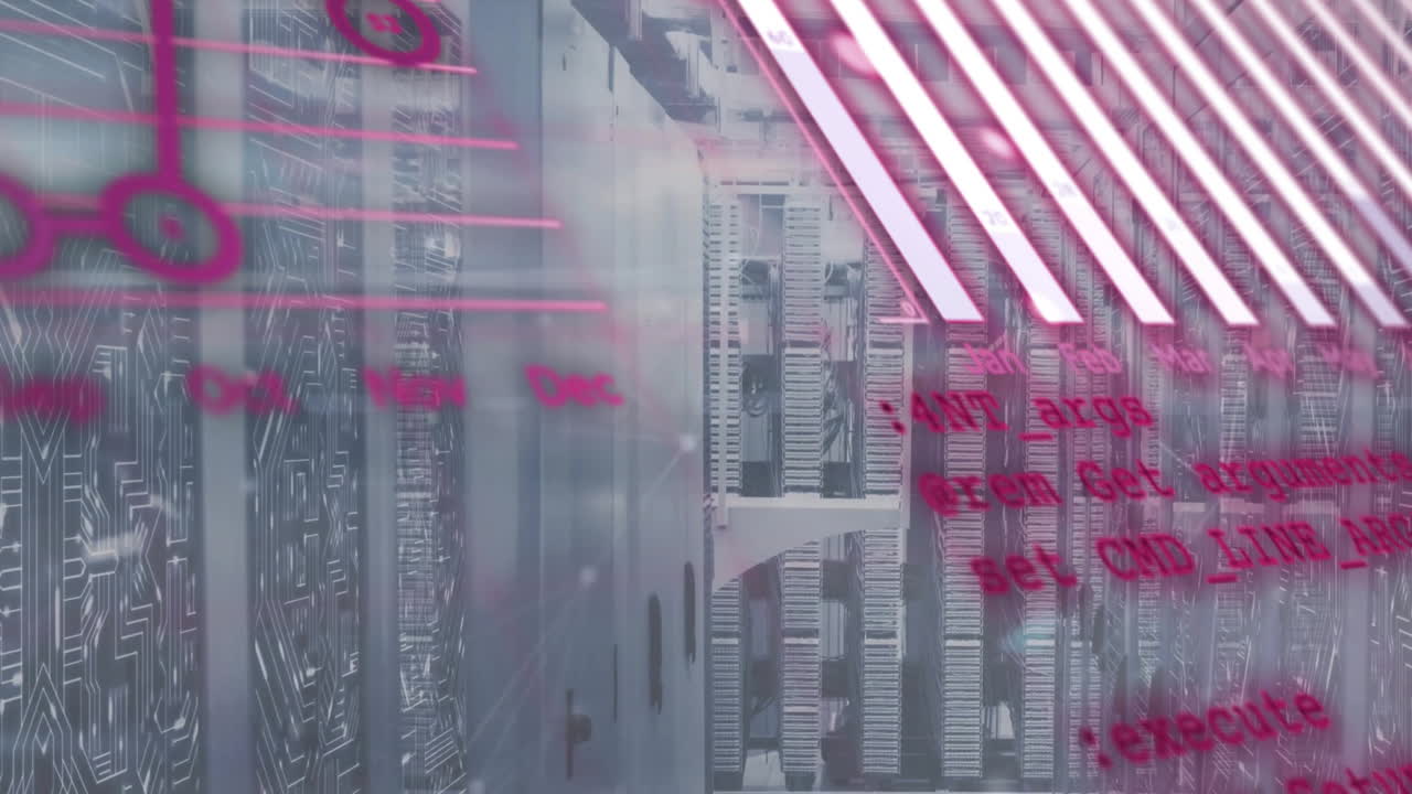 Animation of data processing over server room