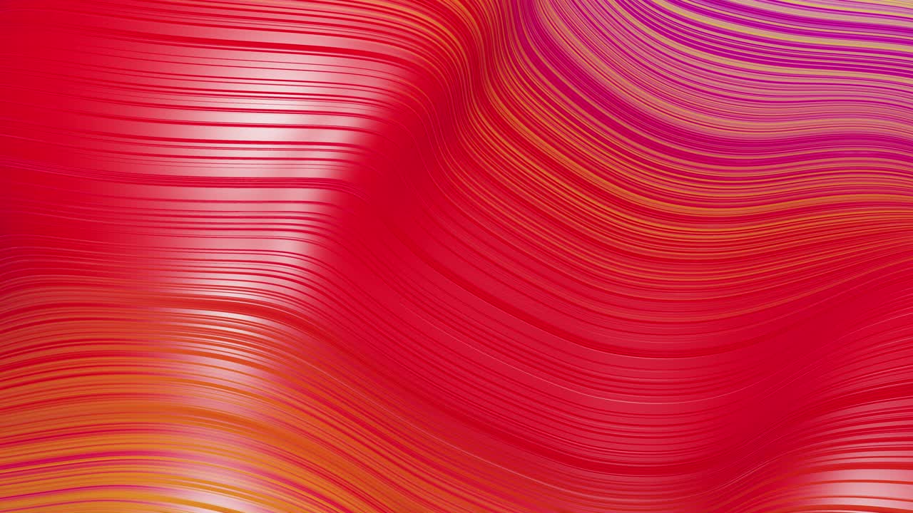 표면에 파동의 아름다운 추상적인 배경, 빨간색과 노란색 색의 그라디언트, 액체에 파동이나 파동이 있는 줄무 직물 표면으로 스프루드 된 선.
