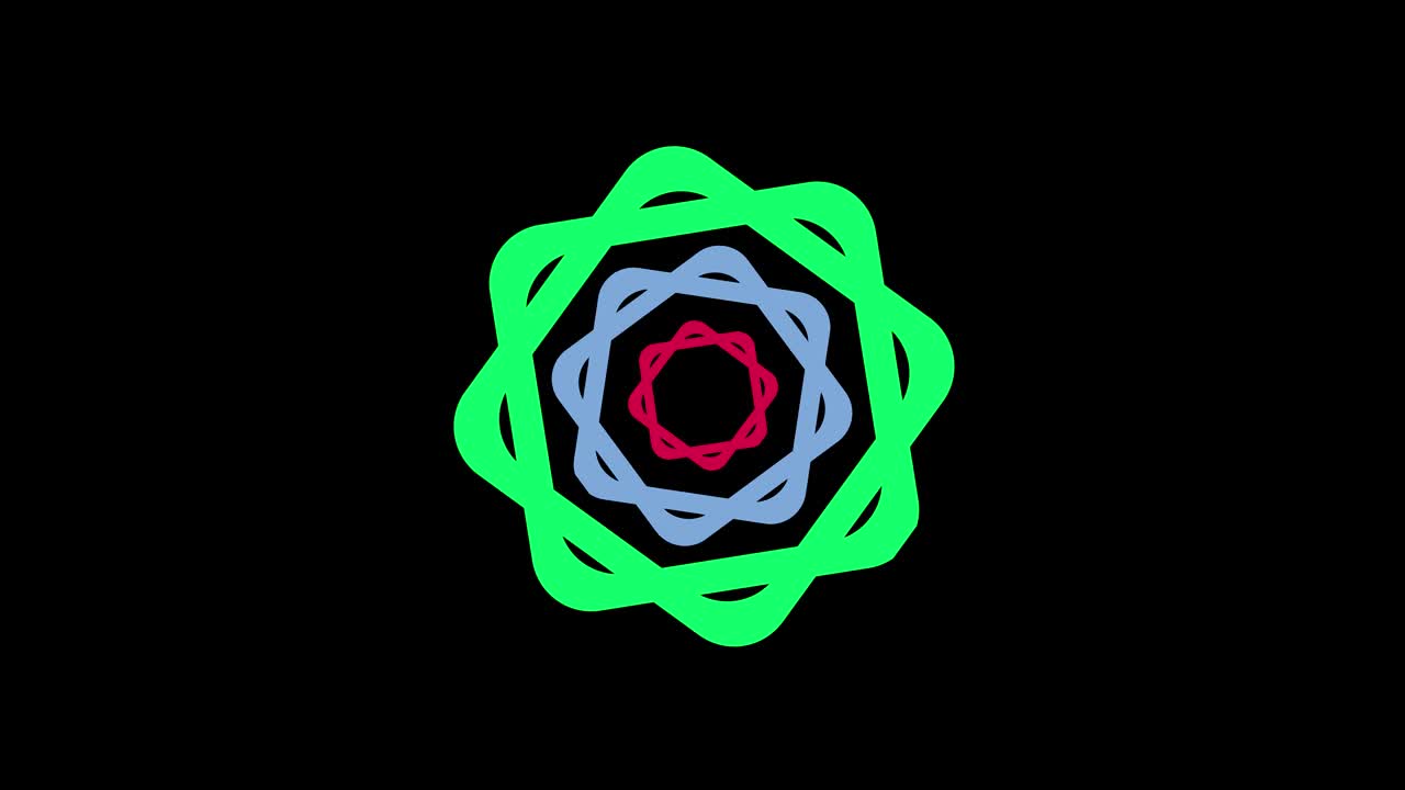 diseños gráficos que giran en el centro y aumentan el tamaño, hasta cubrir todo el fondo y desaparecer.