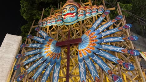 raavan shaped pandal in kolkata during durga puja in kolkata.