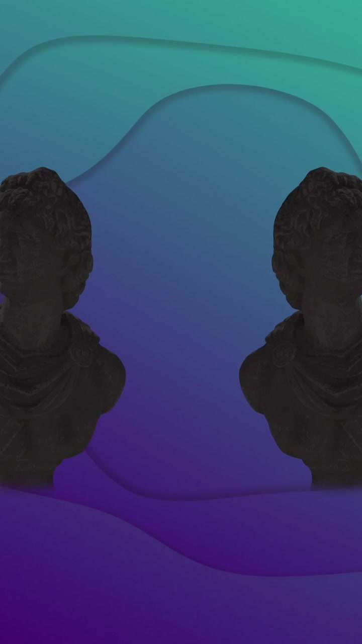 Animazione di sculture in movimento su forme su sfondo blu