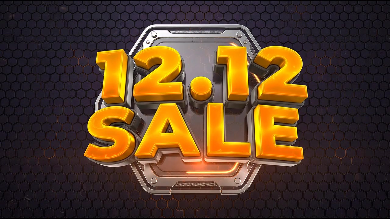 12.12 Sale Promotional Graphic with Metallic Hexagon Background