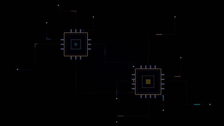 Digital Microchip Processors Connected by Data Lines