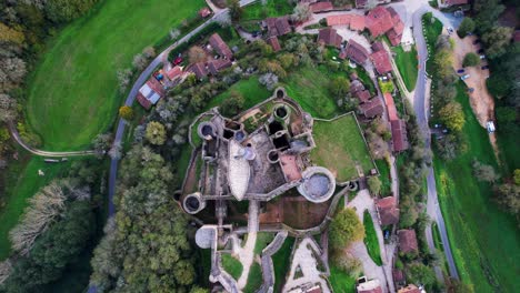 aerial view of bonaguil castle, a historic fort from the 13th century