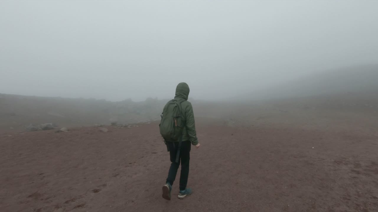 Low visibility trek highlands Andes mountains Ecuador Chimborazo Volcano