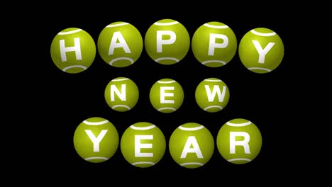 happy new year text on tennis ball