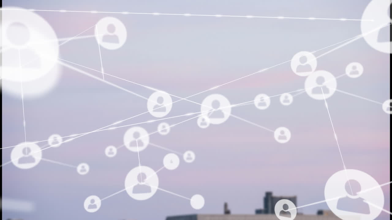 도시 풍경에 대한 연결 네트워크의 애니메이션