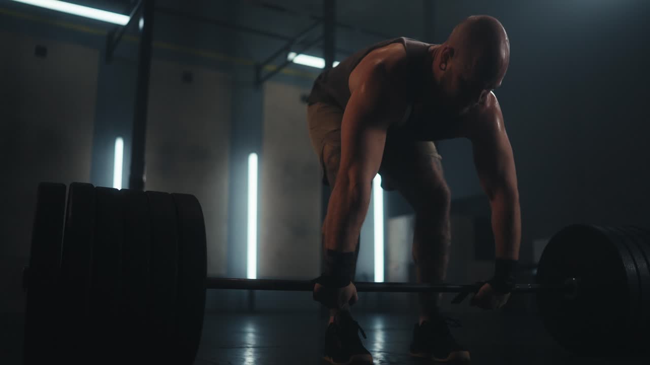 Uomo che solleva pesi in palestra