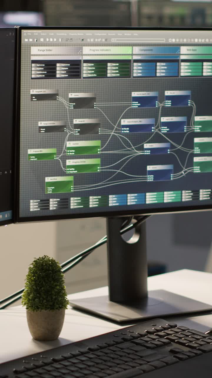 Video verticale: Ufficio vuoto del reparto IT utilizzato per la creazione di software di machine learning