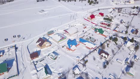 aerial view of a snowy village