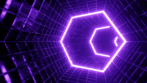 gráfico de movimiento de bucle sin costuras de volar en un túnel digital de hexágono giratorio