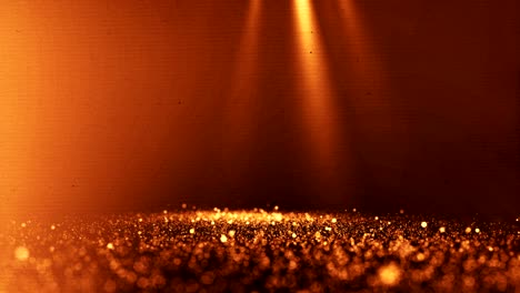 glittering golden particles with light beams