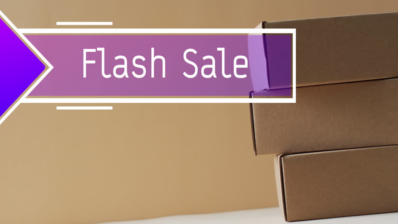 선물 상자 위에 플래시 판매 텍스트의 애니메이션