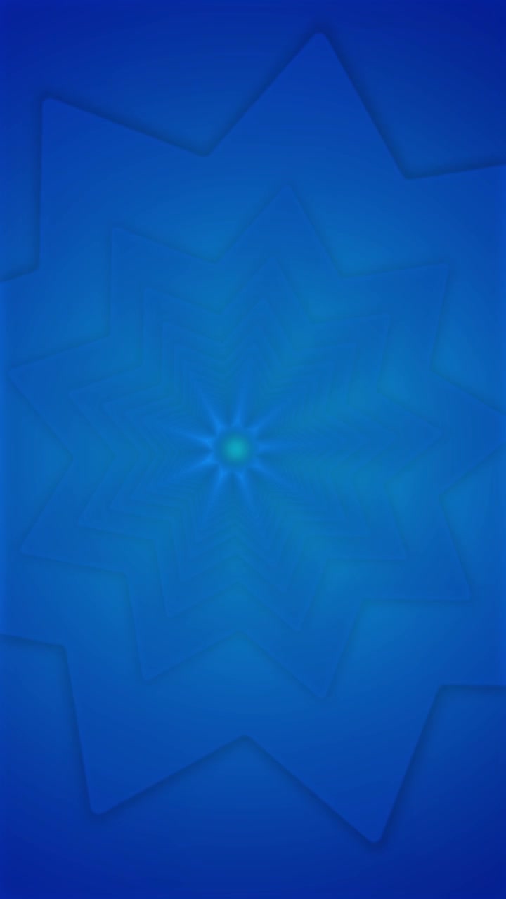 Fondo de túnel de estrella geométrico azul con formas suaves en capas, brillo central suave y abstracto tranquilo.