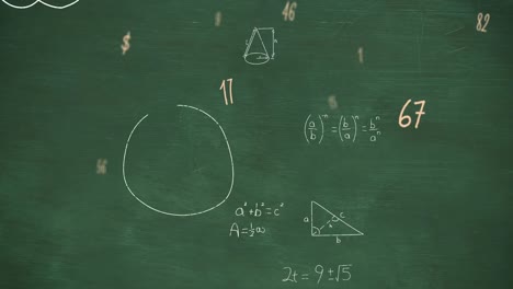 Animation-of-mathematical-equations-over-pink-background