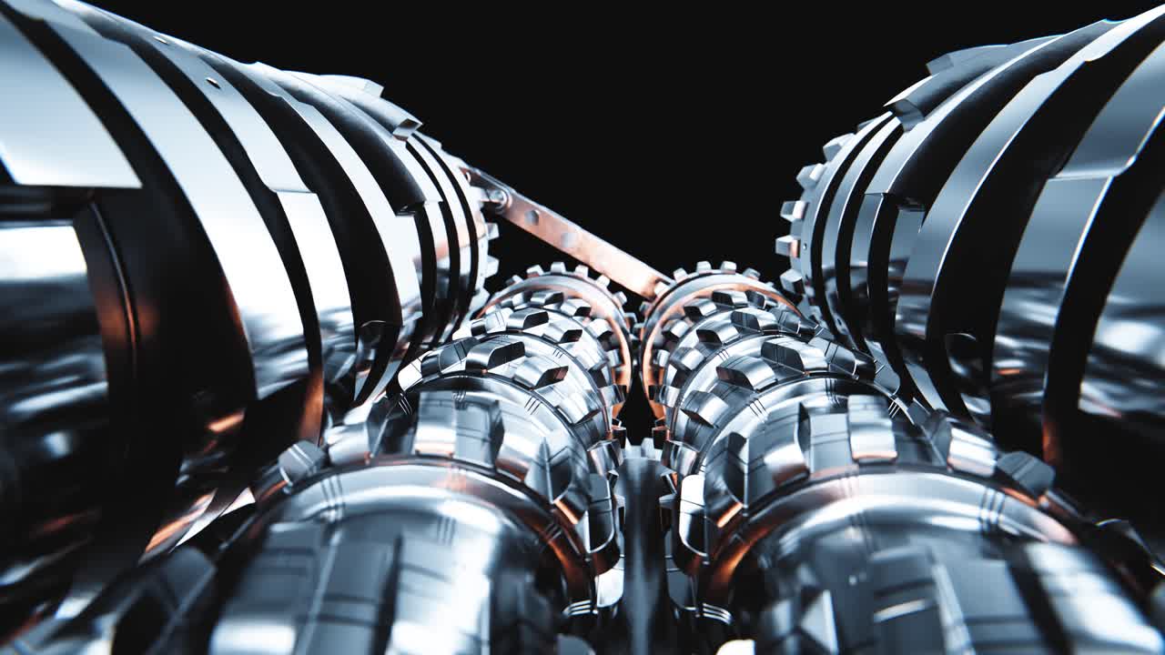 Close-up of Intricate Metal Gears and Chain Mechanism